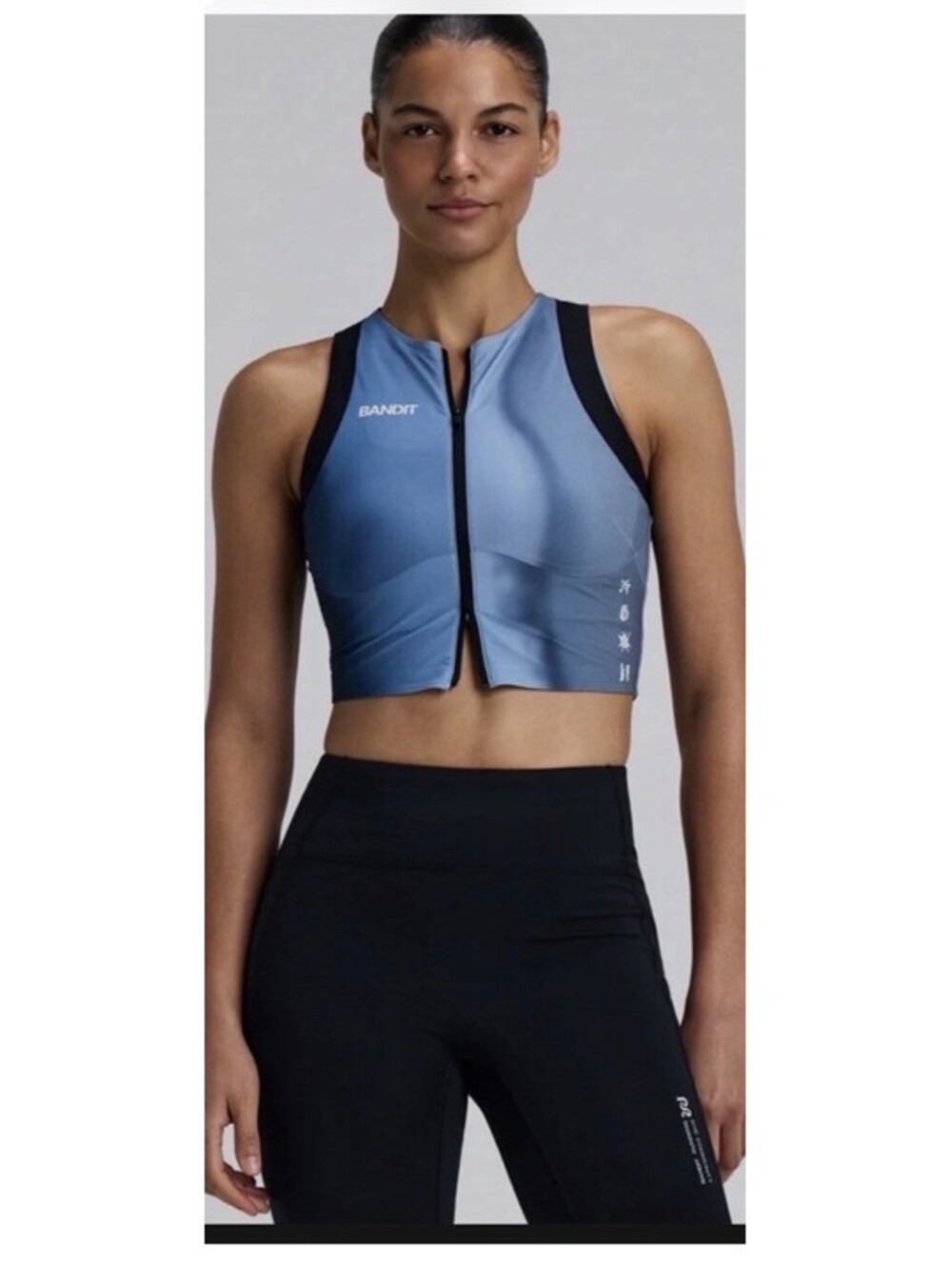 Bandit Women’s Adapto Distance Race Top Size Large Blue Wave Print Sporty New